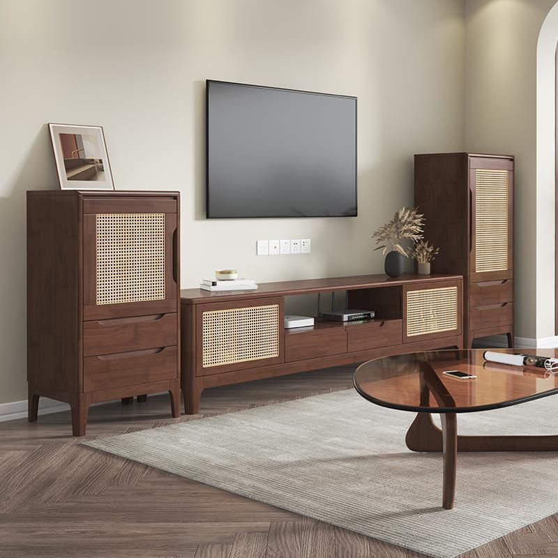 Solid Wood TV Media Console Contemporary TV Console with Drawers Clearhalo 'furn' 'furn_tv_stands_entertainment_centers' 'Furniture' 'Living Room Furniture' 'TV Stands & Entertainment Centers' 'TV Stands & Media Storage Furniture' 'tv_stands_entertainment_centers' 1200x1200_2ccb0d45-9cf3-4ecf-ad3c-cf9aa0227b4c