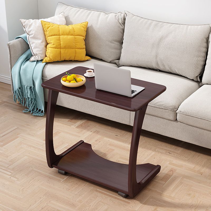 Skandinavischer Rechteck Massivholz Couchtisch 24,8 "H -Schlittencocktisch mit Regal