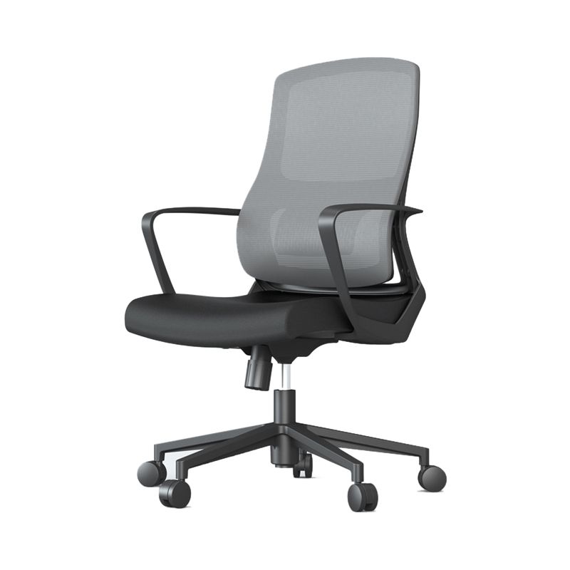 Contemporary Wheels Office Chair Microfiber Black Task Mid-Back Chair Clearhalo 'furn' 'furn_office_chair' 'Furniture' 'Office Chairs' 'Office Furniture' 'office_chair' 1200x1200_2ccdabe7-8796-455a-9ad4-4bfa54f9c482