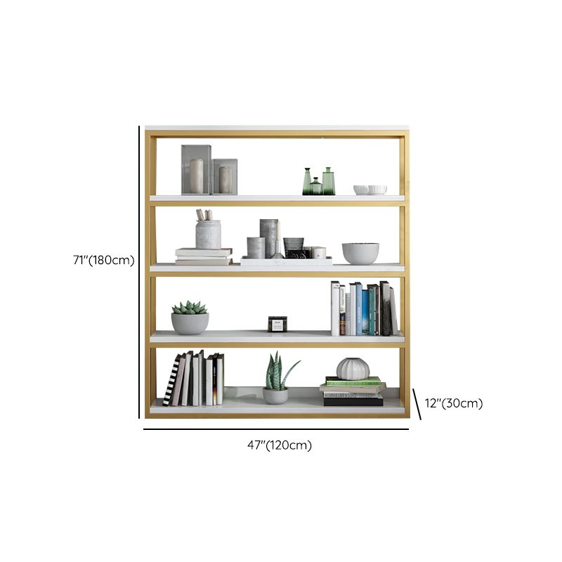 Glam Antique Finish Shelf Bookcase Metal Bookshelf with Rectangular Shelves