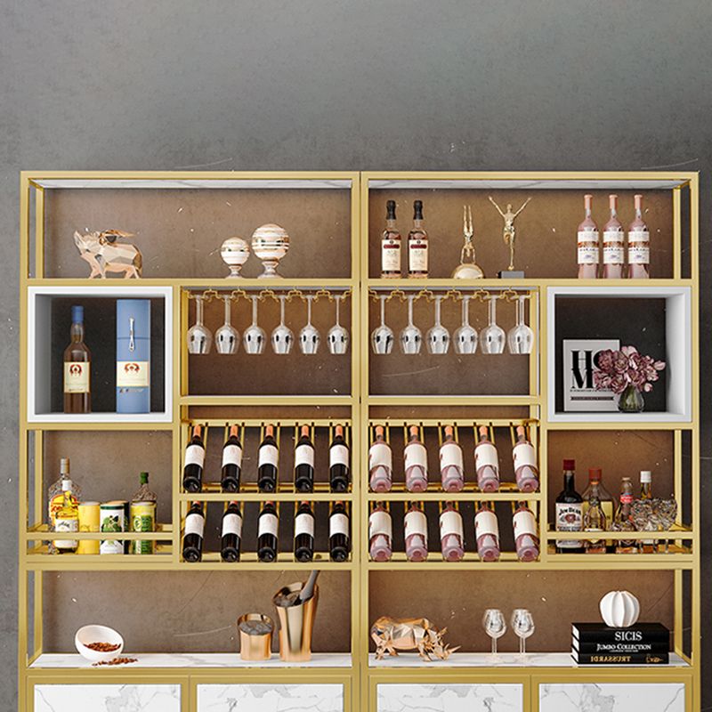 Botella de vino de metal y rejilla de vidrio Rack de vino moderno con estante