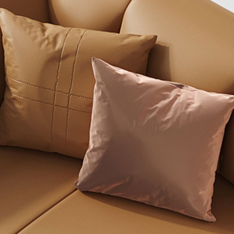 Modern Leather Pillow Top Arm Sofa Cushions Standard Sofa in Oragne Clearhalo 'furn' 'furn_sofas' 'Furniture' 'Living Room Furniture' 'Sofa' 'sofas' 1200x1200_2cd3da93-1f85-4297-9f26-1fdff0d89ec1