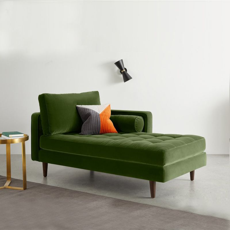 Contemporary Upholstered Chaise Lounge Square Arms Chaise in Green/Blue Clearhalo 'Chairs & Seating' 'Chaise Lounge' 'chaise_lounge' 'furn' 'furn_chaise_lounge' 'Furniture' 'Living Room Furniture' 1200x1200_2cd55fbc-f9ae-4bdf-b4e3-d3767c732a54