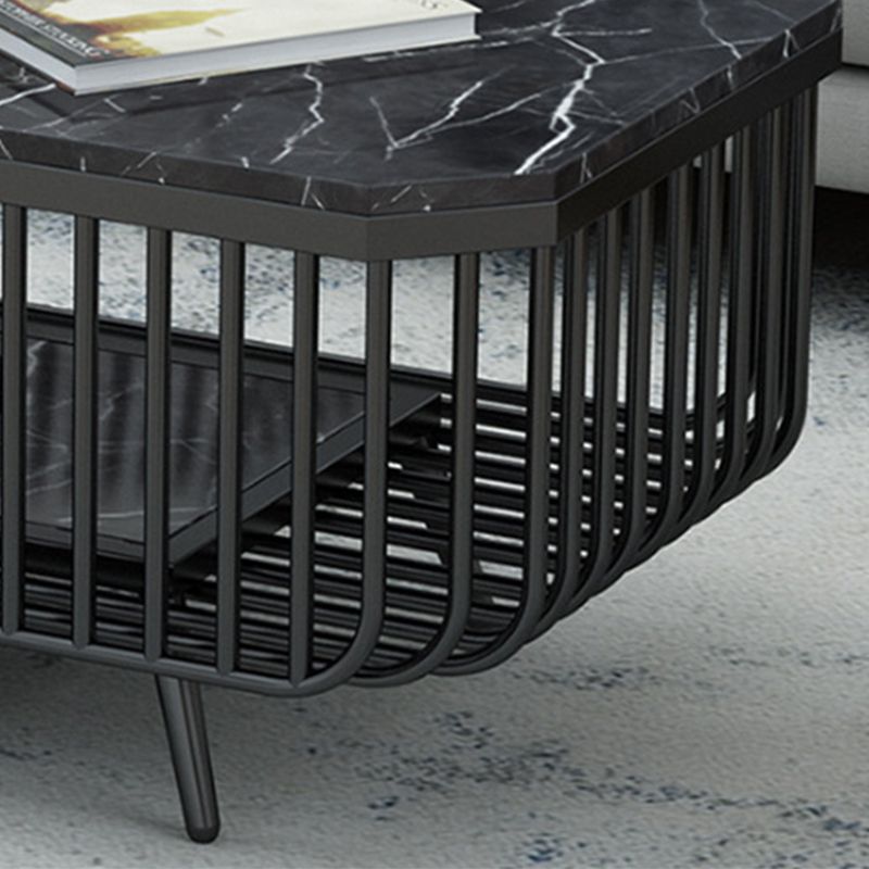39.37" L Rectangle Slate Coffee Table Iron 4 Legs Cocktail Table with Shelf Clearhalo 'Coffee & Accent Tables' 'Coffee Tables' 'coffee_tables' 'furn' 'furn_coffee_tables' 'Furniture' 'Living Room Furniture' 1200x1200_2cd5ea41-4076-4afb-b238-5165a78c592c
