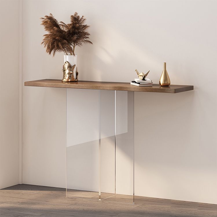 Solid Wood Rectangle Accent Table 31.5-inch Tall End Table with Acrylic Leg Clearhalo 'Console Tables' 'console_tables' 'Entry & Mudroom Furniture' 'furn' 'furn_console_tables' 'Furniture' 1200x1200_2cd898b0-5df3-42f8-ae77-413707d755f5