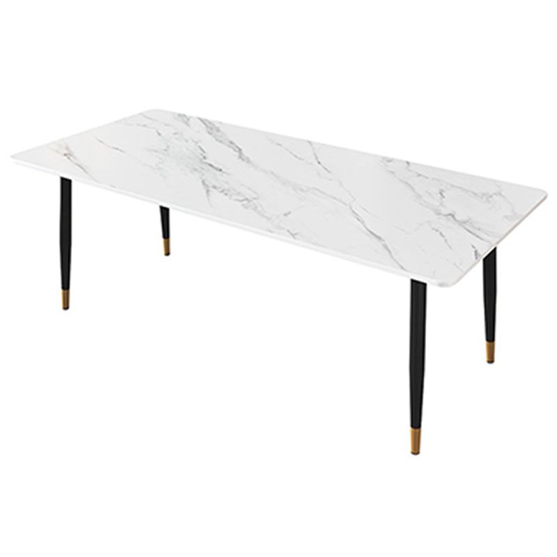 Modern Dining Rectangle Table Sintered Stone Table with Metal Legs for Home Clearhalo 'Dining Tables & Seating' 'Dining Tables' 'dining_table' 'furn' 'furn_dining_table' 'Furniture' 'Kitchen & Dining Furniture' 1200x1200_2cd93dc3-3ad8-4d53-8d0e-2247c2429ae3