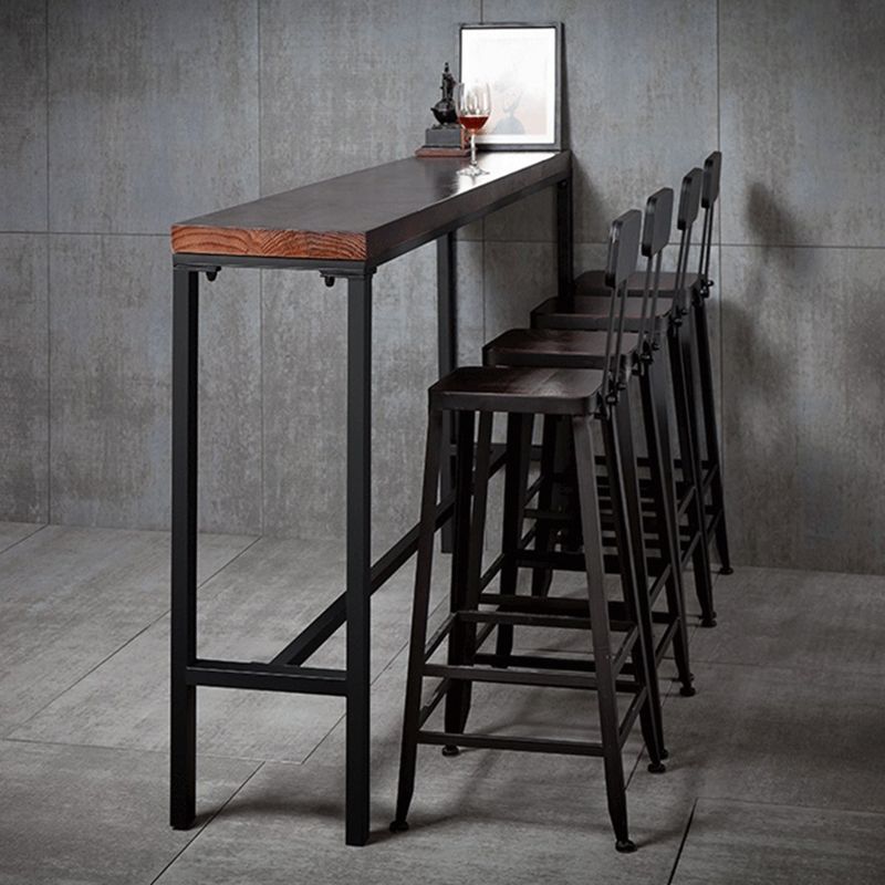 Mesa de mostrador de barra rectángulo mesa de barra industrial con base de metal