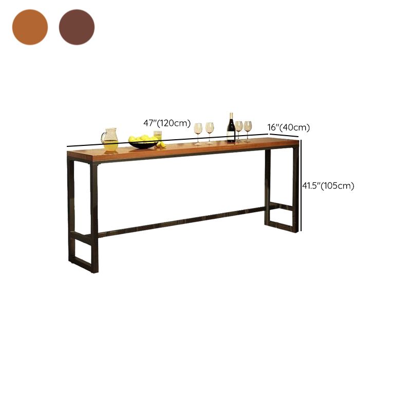 Mesa de bar industrial para vino, mesa de bistró con tapa de madera maciza y base negra