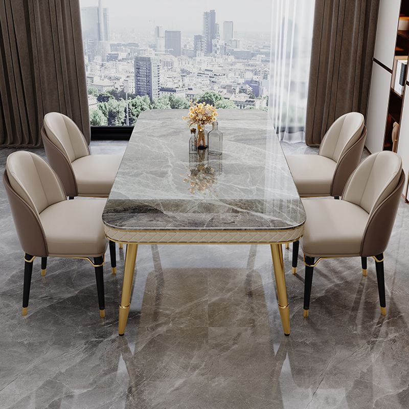 Luxury Kitchen Dinner Table Stone Rectangle 4 Legs Dining Table Clearhalo 'Dining Tables & Seating' 'Dining Tables' 'dining_table' 'furn' 'furn_dining_table' 'Furniture' 'Kitchen & Dining Furniture' 1200x1200_2cdb45c9-5671-4ece-98f3-e937242eecb2