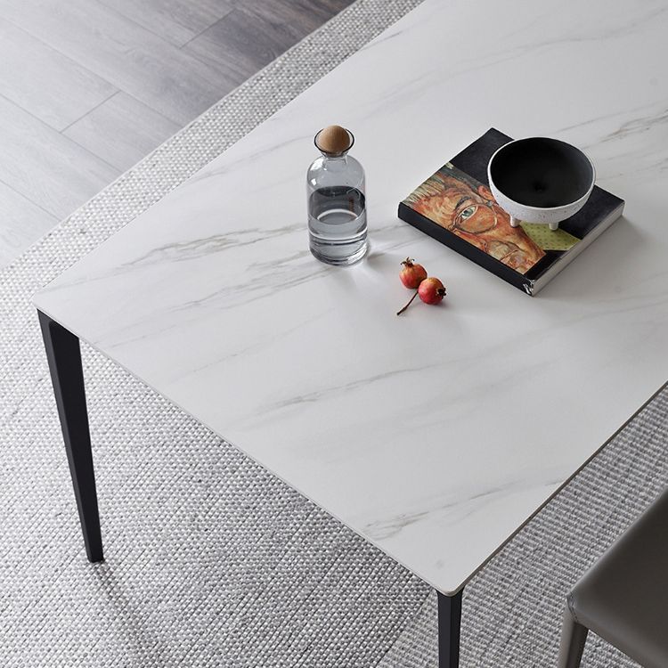 Stone Top Dining Table Contemporary Dining Table with 4 Black Legs Clearhalo 'Dining Tables & Seating' 'Dining Tables' 'dining_table' 'furn' 'furn_dining_table' 'Furniture' 'furniture_dining_table' 'Kitchen & Dining Furniture' 'kitchen' 'kitchen_dining_table' 1200x1200_2cdbbf80-90a5-4d96-b6a2-762ea29856f0