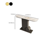12 Inch Wide Accent Table Glam Half Moon Stone Console Table