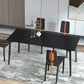 Metal Modern Dinette Table with 4 Legs Black Stone Top Dining Table