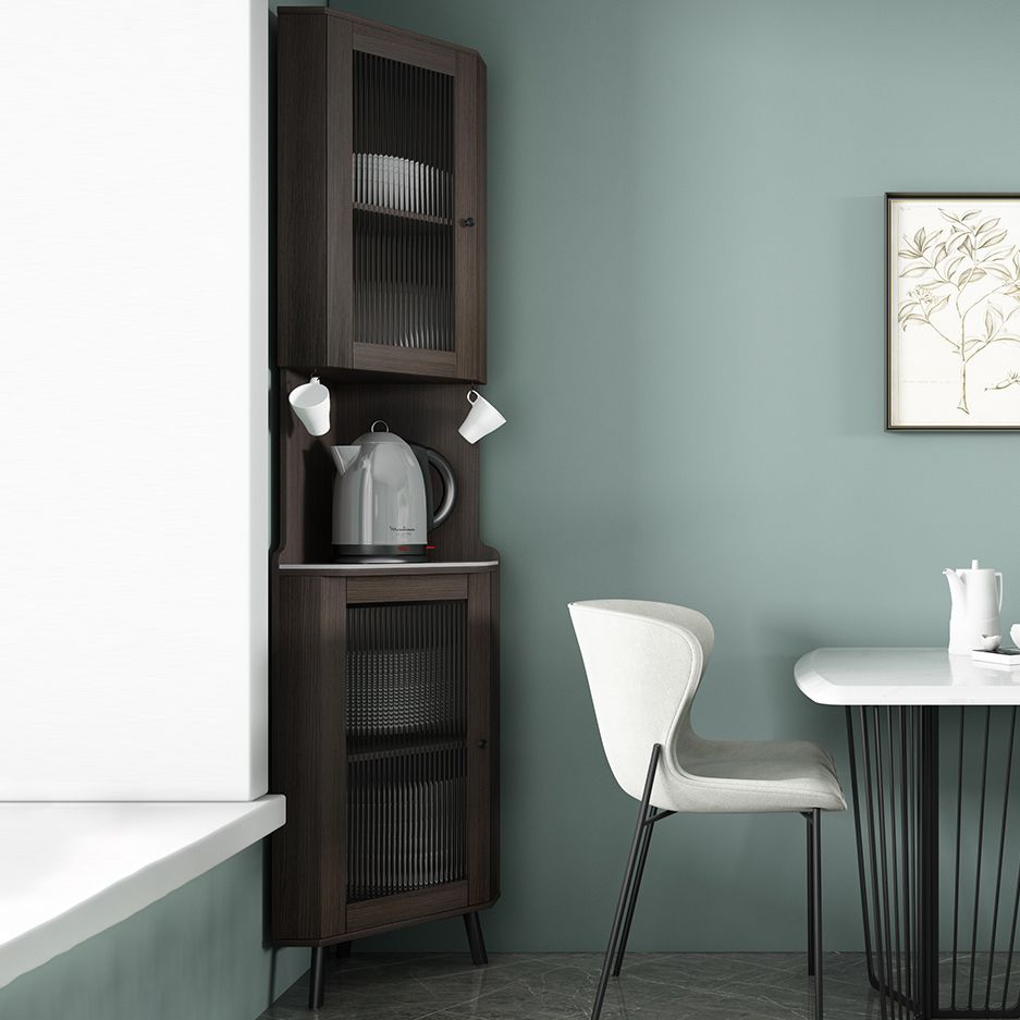 Modern Stone Buffet Sideboard 81"H Glass Doors Dining Room Buffet Server Clearhalo 'buffet_sideboard' 'Buffets & Sideboards' 'furn' 'furn_buffet_sideboard' 'Furniture' 'Kitchen & Dining Furniture' 1200x1200_2cdf074a-8288-4c8a-811d-b22a80276f42