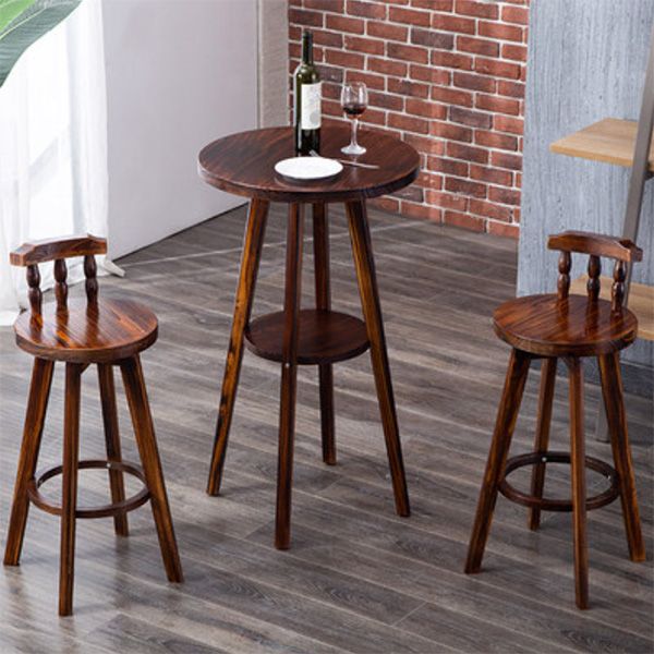 Solid Wood Pub Dining Set Contemporary 1/2/3 Pieces Table and Stool Set Clearhalo 'Bar Furniture' 'furn' 'furn_home_bar_bar_sets' 'Furniture' 'Home Bars & Bar Sets' 'home_bar_bar_sets' 'Kitchen & Dining Furniture' 1200x1200_2cdf49b1-3ce0-454c-8b50-6ac38cb0f97b