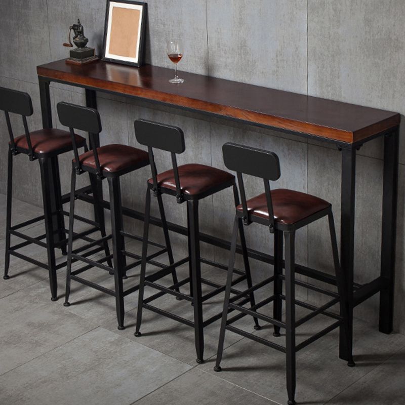 Brown Modern Style Bar Table in Metal and Wood Indoor Counter Table Clearhalo 'Bar Furniture' 'Bar Tables' 'bar_tables' 'furn' 'furn_bar_tables' 'Furniture' 'furniture_bar_tables' 'Kitchen & Dining Furniture' 1200x1200_2cdf8d99-f3cd-41d8-976f-f0f2ef353f29