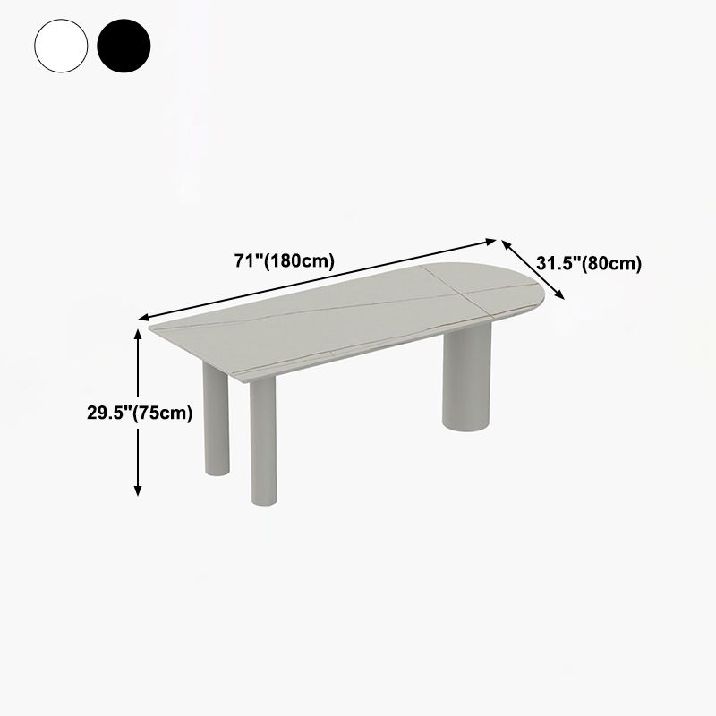 Free Form White Tone Dining Table Contemporary Sintered Stone Table with 3 Legs Clearhalo ' dining_table' 'Dining Tables & Seating' 'Dining Tables' 'furn' 'furn_dining_table' 'Furniture' 'furniture_dining_table' 'Kitchen & Dining Furniture' 'kitchen&dining_furn' 'kitchen' 'kitchen_dining_table' 1200x1200_2cdf93b8-aa7f-44ad-9fd3-33788105fd04