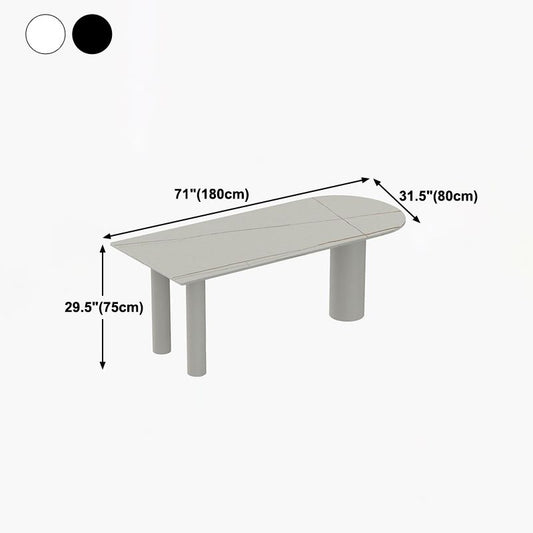 Free Form White Tone Dining Table Contemporary Sintered Stone Table with 3 Legs Clearhalo ' dining_table' 'Dining Tables & Seating' 'Dining Tables' 'furn' 'furn_dining_table' 'Furniture' 'furniture_dining_table' 'Kitchen & Dining Furniture' 'kitchen&dining_furn' 'kitchen' 'kitchen_dining_table' 1200x1200_2cdf93b8-aa7f-44ad-9fd3-33788105fd04