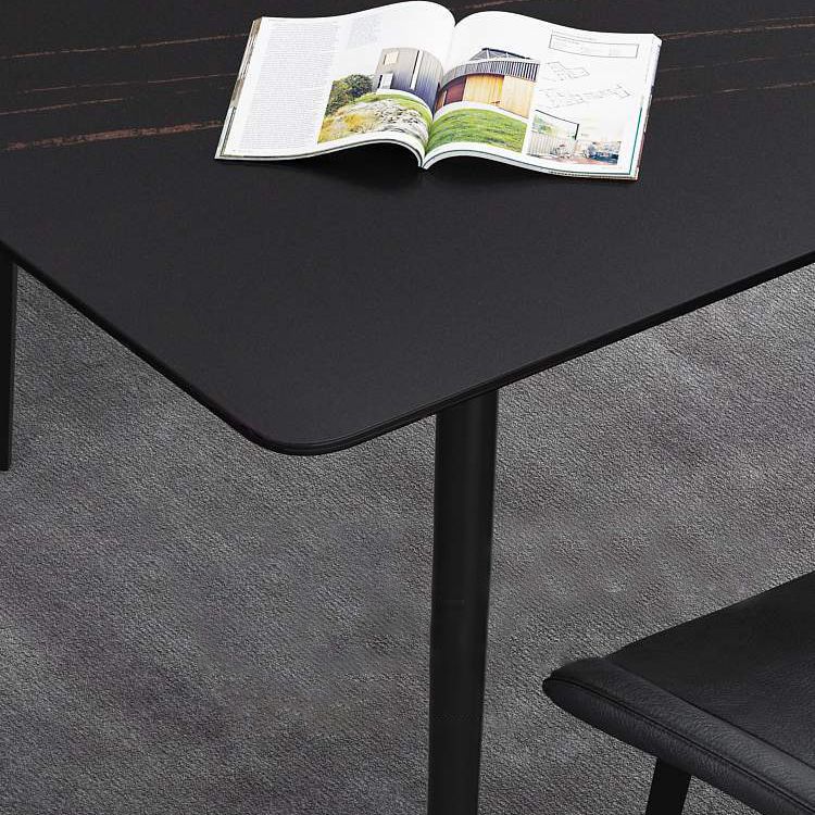 Industrial Home Sintered Stone Dining Table 4 Legs Carbon Steel Base Rectangle Table Clearhalo ' dining_table' 'Dining Tables & Seating' 'Dining Tables' 'furn' 'furn_dining_table' 'Furniture' 'furniture_dining_table' 'Kitchen & Dining Furniture' 'kitchen&dining_furn' 'kitchen' 'kitchen_dining_table' 1200x1200_2ce0fc00-8f51-4185-98b6-b681d27b72cd