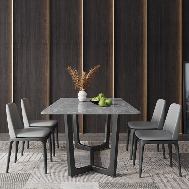 Mesa de comedor de piedra sinterizada mesa de comedor industrial con base de caballete
