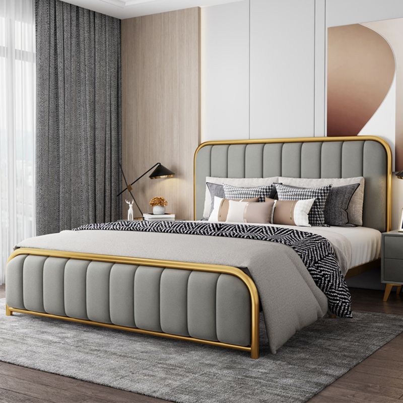 Cama rectangular de estilo glam para la cama estándar con cama de cabecera de panel