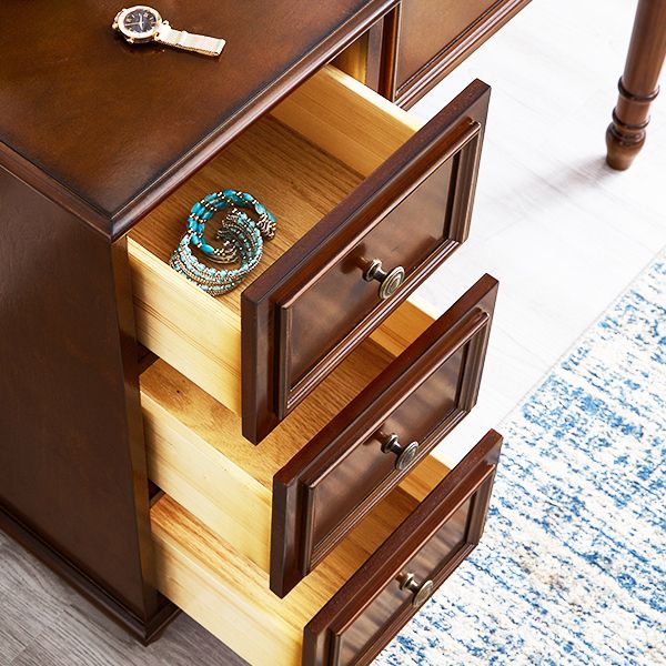 Magno de tocador de maquillaje de madera sólida tradicional tocador de tocador de dormitorio con cajón