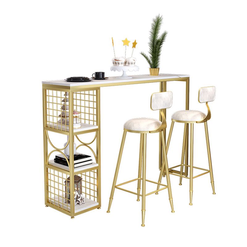 Eigentijdse dubbele pedestal patio balk tafel indoor stenen bistro bars tafel met opslag