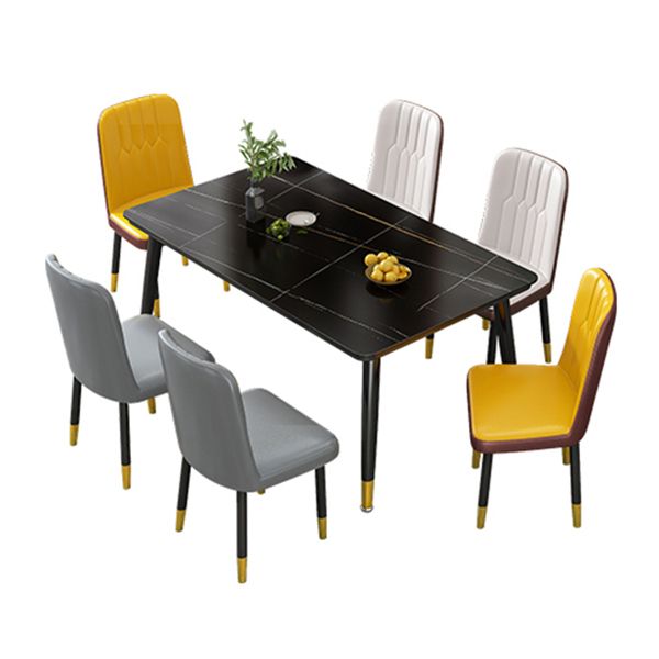 Glam Standard Rectangle Shape Table Sintered Stone Kitchen Dining Table with 4 Legs Base Clearhalo ' dining_table' 'Dining Tables & Seating' 'Dining Tables' 'furn' 'furn_dining_table' 'Furniture' 'furniture_dining_table' 'Kitchen & Dining Furniture' 'kitchen&dining_furn' 'kitchen' 'kitchen_dining_table' 1200x1200_2ce85704-6638-4183-ac2b-d1503d948d0a