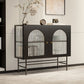 Glass Door Iron Sideboard Glam Server Cabinet with Storage for Living Room Clearhalo 'buffet_sideboard' 'Buffets & Sideboards' 'furn' 'furn_buffet_sideboard' 'Furniture' 'Kitchen & Dining Furniture' 1200x1200_2cec6d7a-ba13-4af5-8af6-16bfe865964c
