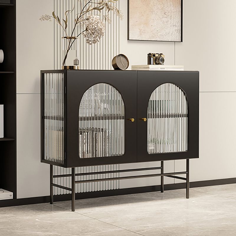 Glass Door Iron Sideboard Glam Server Cabinet with Storage for Living Room Clearhalo 'buffet_sideboard' 'Buffets & Sideboards' 'furn' 'furn_buffet_sideboard' 'Furniture' 'Kitchen & Dining Furniture' 1200x1200_2cec6d7a-ba13-4af5-8af6-16bfe865964c