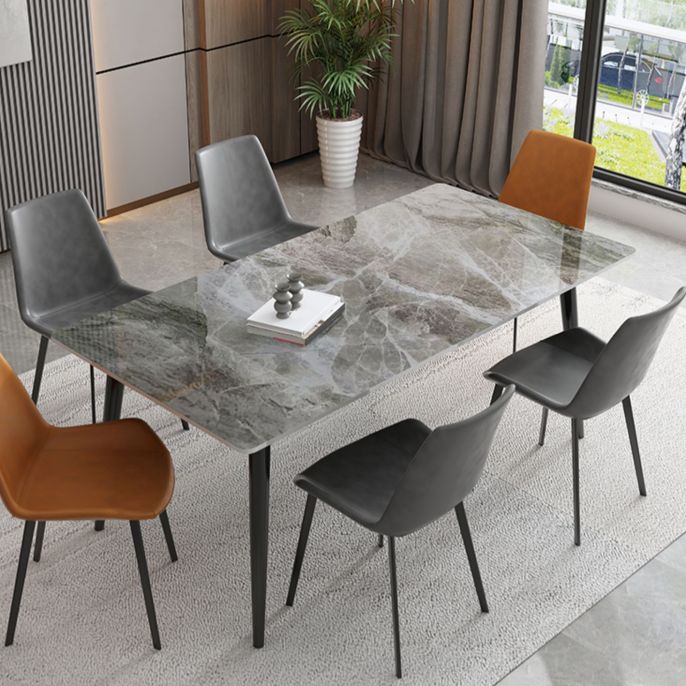 Sintered Stone Home Dining Table Industrial Rectangle Dining Room Table Clearhalo 'Dining Tables & Seating' 'Dining Tables' 'dining_table' 'furn' 'furn_dining_table' 'Furniture' 'Kitchen & Dining Furniture' 1200x1200_2ced99a0-518f-48a8-b1c0-9651c7e39f4b