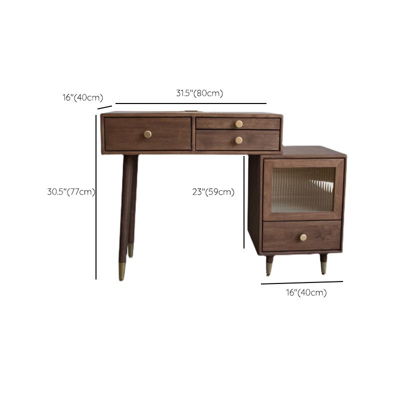 Tavolo da toeletta in legno in legno vanità per trucco in legno massello con cassetti