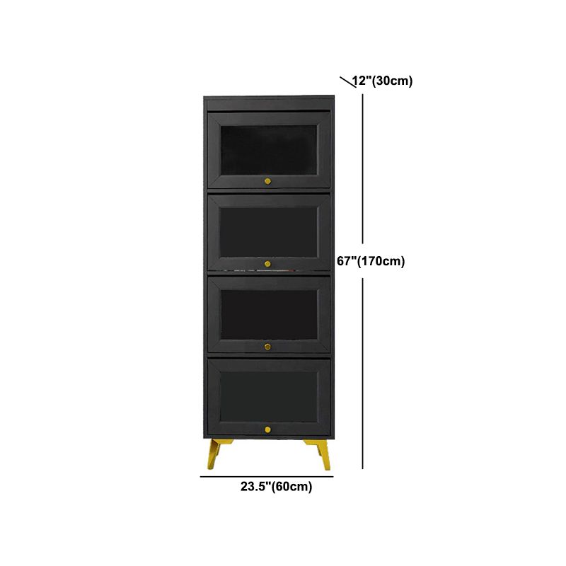Modern 11.81" W Wooden Side Cabinet with Glass Doors in Black Clearhalo 'Cabinets & Chests' 'cabinets_chests' 'furn' 'furn_cabinets_chests' 'Furniture' 'Living Room Furniture' 1200x1200_2cee9e47-accf-4eaa-9012-44dc1c47cc55