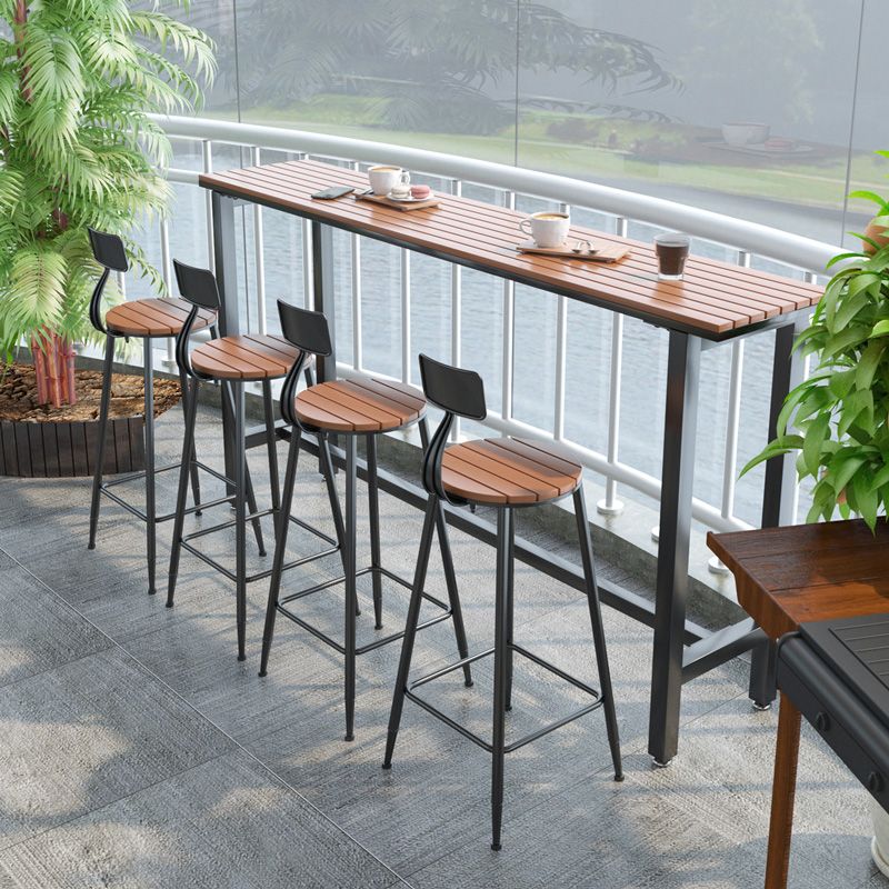 Modern Bar Height Table Rectangular Bar Table with Metal Base Clearhalo 'Bar Furniture' 'Bar Tables' 'bar_tables' 'furn' 'furn_bar_tables' 'Furniture' 'Kitchen & Dining Furniture' 1200x1200_2cf1740a-3d6e-49c8-8de7-dce0d9ee40e3