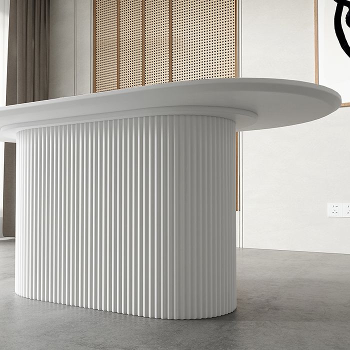 Oval Pedestal Base Dining Table Contemporary Dinette Table for Home Clearhalo ' dining_table' 'Dining Tables & Seating' 'Dining Tables' 'furn' 'furn_dining_table' 'Furniture' 'furniture_dining_table' 'Kitchen & Dining Furniture' 'kitchen&dining_furn' 'kitchen' 'kitchen_dining_table' 1200x1200_2cf18170-337a-412a-b3cd-ac31445fdde2