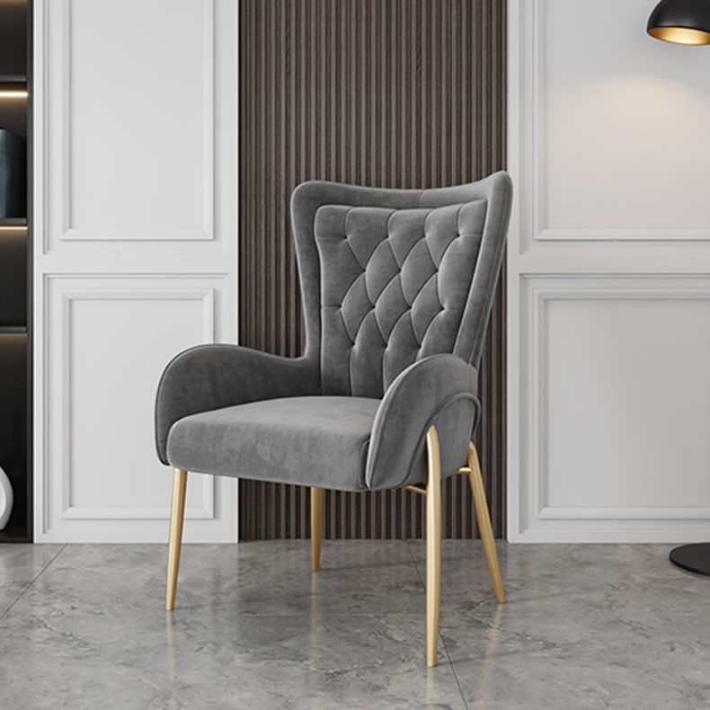 Glam Metal Dining Room Chairs Upholstered Side Arm Chair for Home Use Clearhalo ' kitchen&dining_furn' 'Dining Chairs' 'Dining Tables & Seating' 'dining_chair' 'furn' 'furn_dining_chair' 'Furniture' 'furniture_dining_chair' 'Kitchen & Dining Furniture' 'kitchen' 1200x1200_2cf38203-5514-4e17-a014-aee06ad01eea