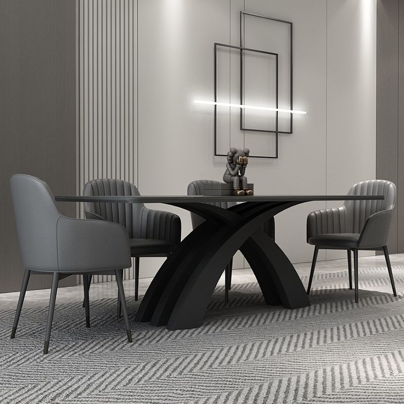 Glam Rectangle Shape Dining Table Sintered Stone Top Standard Dining Table for Kitchen Clearhalo ' dining_table' 'Dining Tables & Seating' 'Dining Tables' 'furn' 'furn_dining_table' 'Furniture' 'furniture_dining_table' 'Kitchen & Dining Furniture' 'kitchen&dining_furn' 'kitchen' 'kitchen_dining_table' 1200x1200_2cf3aa47-bc8e-4a27-ae98-9f8177d03c5d