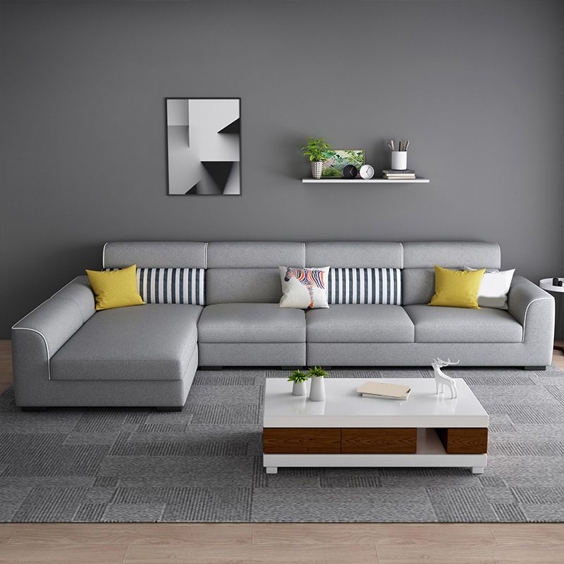 Braccio quadrato sezionali alti da 35 pollici in sezioni cuscini rimovibili grigi