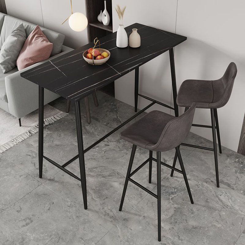 Industrial Black Metal Bar Table Faux Marble Rectangle Top Bistro Table - 47" x 23" x 41" Clearhalo 'Bar Furniture' 'Bar Tables' 'bar_tables' 'furn' 'furn_bar_tables' 'Furniture' 'furniture_bar_tables' 'Kitchen & Dining Furniture' 'kitchen&dining_furn' 'kitchen' 1200x1200_2cf4d61a-78eb-4114-a8ff-eda31654057d