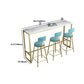 Stone Bar Dining Table Glam Rectangle Bar Table with Trestle for Dining Room