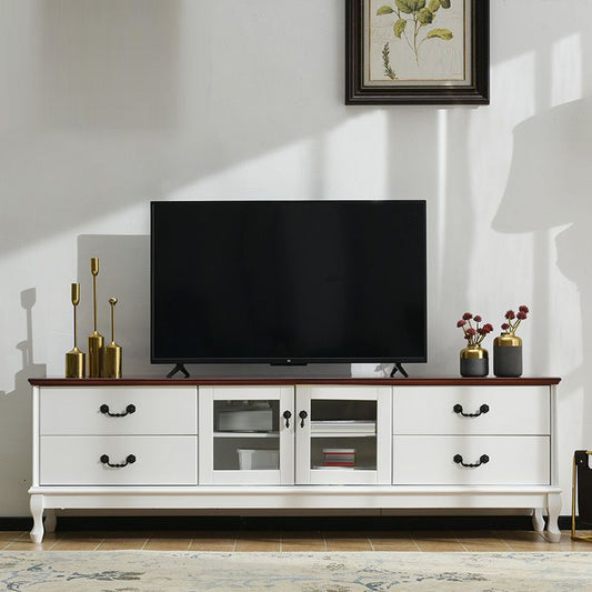 Console televisiva in legno di supporto per supporti televisivi di archiviazione antichi con porte