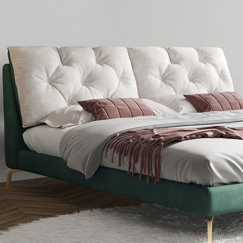 Lussuoso telaio da letto imbottito trapuntato King e letto a pannello queen size in verde scuro