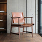 Mid-century Modern Real Aniline Leather Chair with Square Arms and 4 Legs