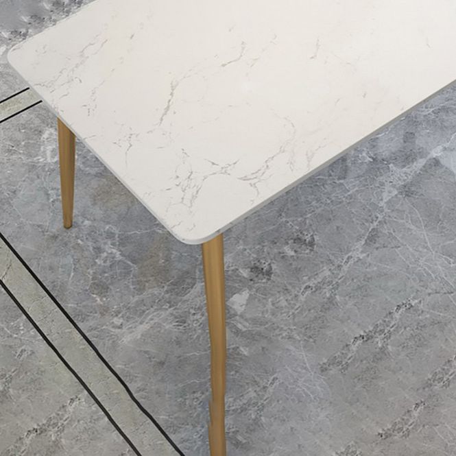 Stone Top Dining Table Set 1/2/5 Pieces Glam Rectangle Dinette Set in White Clearhalo 'Dining Room Sets' 'Dining Tables & Seating' 'dining_room_set' 'furn' 'furn_dining_room_set' 'Furniture' 'Kitchen & Dining Furniture' 1200x1200_2cfb544e-93f6-4a99-a8ac-7f76f9ff8616