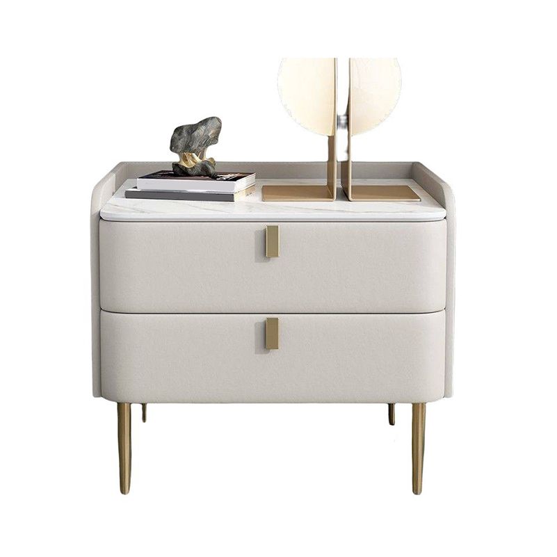 2 laden Glam Accent Table nachtkastje Antiek afwerking Nachtstand