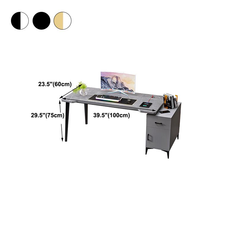 Contemporary Office Desk Home Writing Desk with Drawer and Cabinet Clearhalo 'furn' 'furn_office_desk' 'Furniture' 'Office Desks' 'Office Furniture' 'office_desk' 1200x1200_2cffa9b5-2e87-42ff-bb43-01a9c21a4ec1