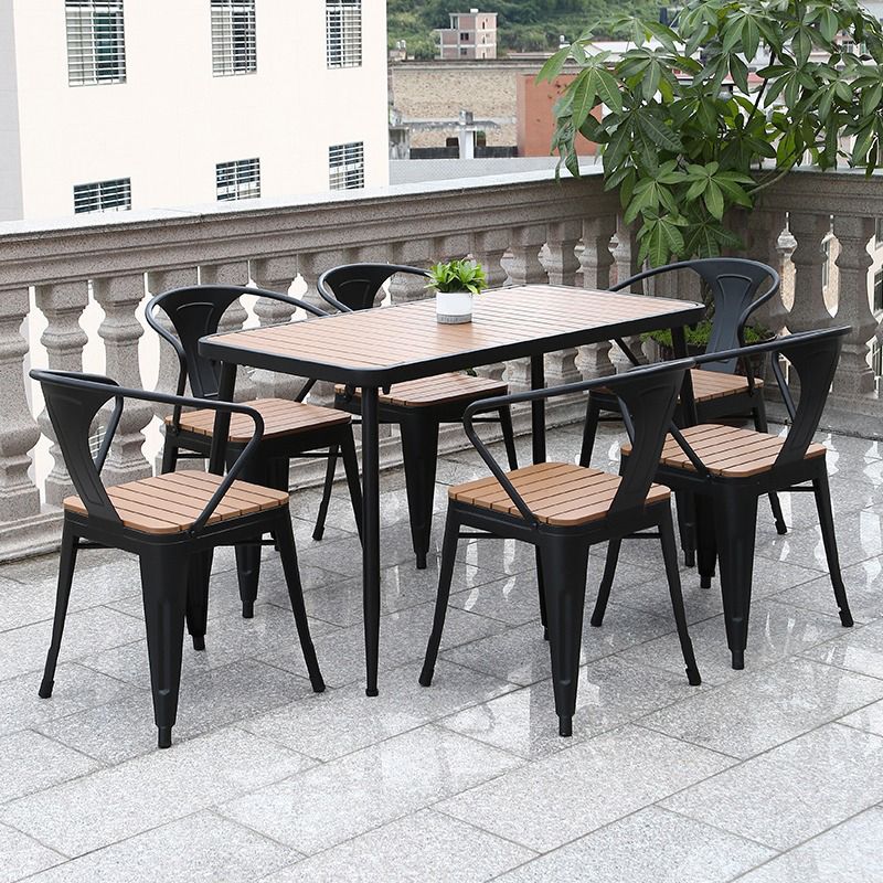 Set tavolo da pranzo in metallo stile moderno Set dinette da esterno 1/2/3/5/7 pezzi