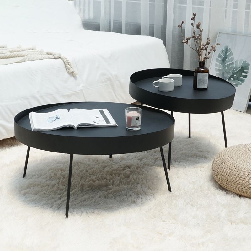 Round with Metal Accents Coffee Table Modern 4 Legs Cocktail Table Clearhalo 'Coffee & Accent Tables' 'Coffee Tables' 'coffee_tables' 'furn' 'furn_coffee_tables' 'Furniture' 'furniture_coffee_tables' 'Living Room Furniture' 1200x1200_2d017cf5-2767-4f1c-9bbb-303579e05353
