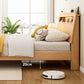 Panel Standard Bed in Natural Solid Wood Bed with Rectangular Headboard