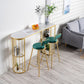 Glam Iron Bar Dining Table White Faux Marble Top Indoor Bistro Table with 2-Shelf Clearhalo 'Bar Furniture' 'Bar Tables' 'bar_tables' 'furn' 'furn_bar_tables' 'Furniture' 'furniture_bar_tables' 'Kitchen & Dining Furniture' 1200x1200_2d039f44-0363-47bc-a5e9-9adeaa923e74
