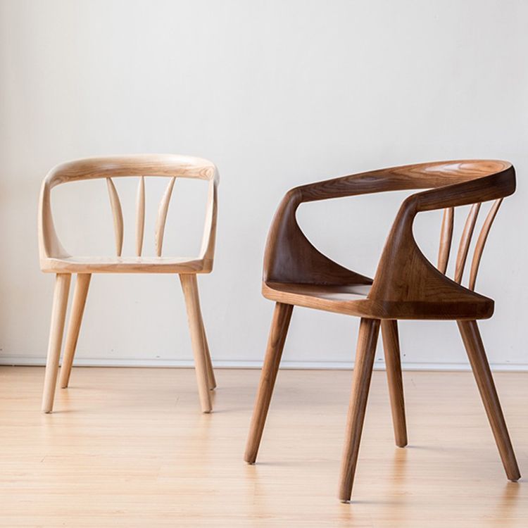 Zeitgenössischer Stil offener Rückenmaserholz -Essarmstuhl für Zuhause offen